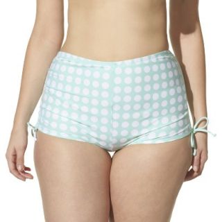 Womens Plus Size Side Tie Swim Shorts   Green Mint/White 20W