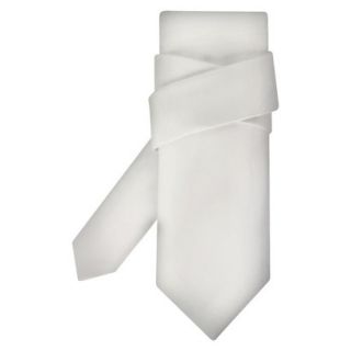Tevolio Mens Solid Tie   White