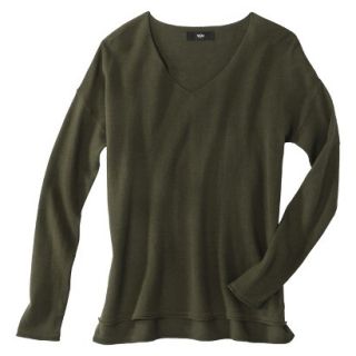 Mossimo Petites Long Sleeve V Neck Pullover Sweater   Paris Green XSP