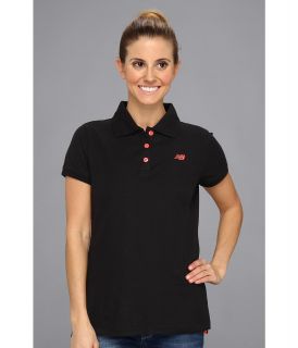 New Balance Essentials Polo Shirt Womens Short Sleeve Pullover (Black)
