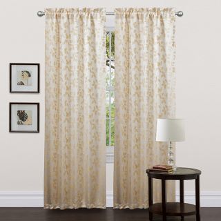 Lush Decor Beige 84 inch Golden Leaf Curtain Panels (set Of 2)