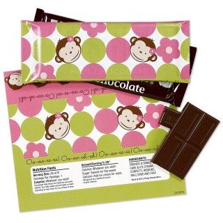 Pink Mod Monkey Large Candy Bar Wrappers