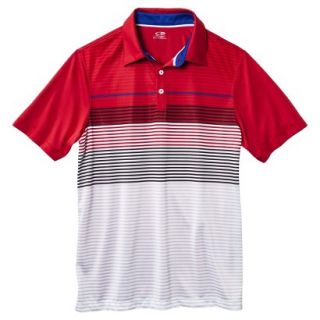 Mens Golf Polo Stripe   Red XL