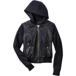 Mossimo Supply Co. Juniors Mixed Media Hooded Jacket  Black M