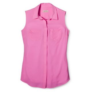 Merona Womens Sleeveless Button Down Blouse   Peppy Pink   XS