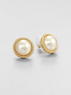 Kate Spade New York Seaport Button Earrings   Gold Cream