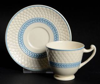 Spode Elaine Blue (Mansard,1290) Footed Demitasse Cup & Saucer Set, Fine China D
