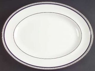 Wedgwood Seville 14 Oval Serving Platter, Fine China Dinnerware   Bone, Platinu