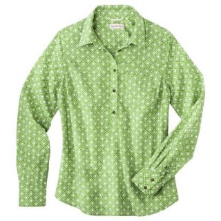 Merona Womens Popover Favorite Shirt   Green Print   S