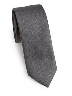 BOSS HUGO BOSS Textured Solid Silk Tie   Grey