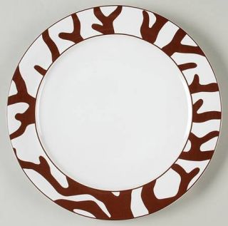 Oneida Island Hues Dinner Plate, Fine China Dinnerware   Brown&Orange Coral,Rim,