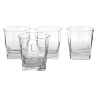 Personalized Monogram Whiskey Glass Set of 4   U