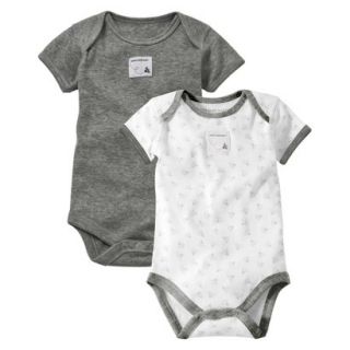 Burts Bees Baby Newborn Neutral 2 Pack Short sleeve Bodysuit   Grey Preemie