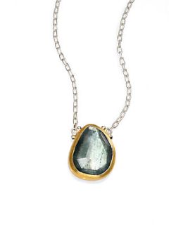GURHAN Moss Aquamarine, Sterling Silver and 24K Yellow Gold Necklace   Aquamarin