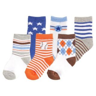 Luvable Friends Infant Boys 6 Pack Cushion Socks   Blue 18 36 M