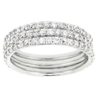 Sterling Silver Cubic Zirconium Stackable Eternity Ring Set   Silver (9)