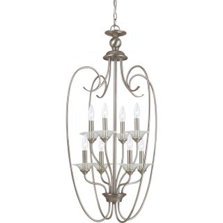 Lemont 8 light Antique Brushed Nickel Candelabra Foyer Pendant With Clear Glass Bobeches