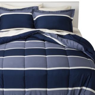 Room Essentials Classic Stripe Bed In A Bag   Dark Blue (Full)