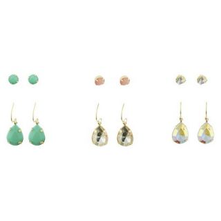 Stone Stud Earring Set of 6   Multicolor