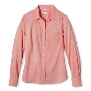 Merona Womens Favorite Button Down Gauze Shirt   Moxie Peach   L