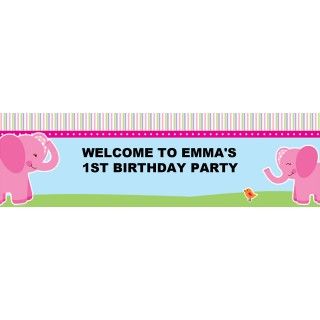Pink Elephants Personalized Banner