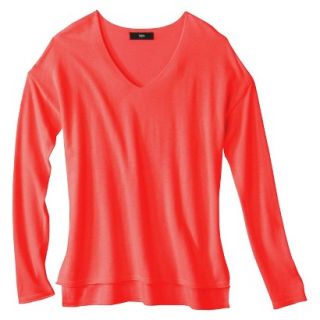 Mossimo Petites Long Sleeve V Neck Pullover Sweater   Red XXLP