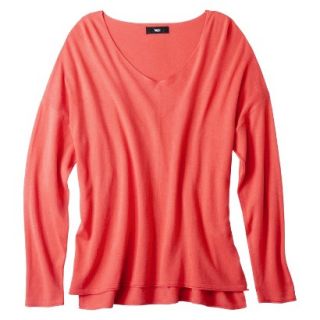 Mossimo Womens Plus Size V Neck Pullover Sweater   Red 2