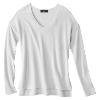 Mossimo Petites Long Sleeve V Neck Pullover Sweater   White MP