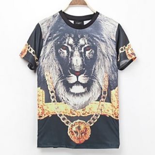 Mens 3D Series Red Eye a Lion Printing T Shirt