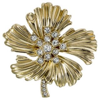 Lonna & Lilly Leaf Pin with Stone   Gold/Clear