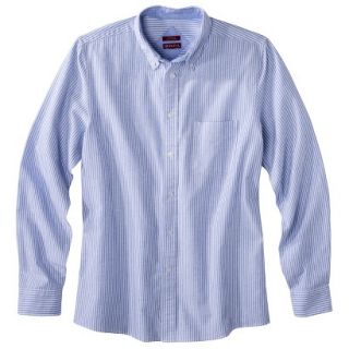 Merona Mens Tailored Fit Oxford Button Down   Blue/White Stripe L