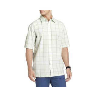 Van Heusen Short Sleeve Textured Plaid Shirt, Green, Mens