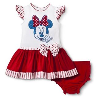 Disney Newborn Girls Dress Set   Red/White 6 9 M