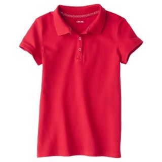 Cherokee Girls School Uniform Short Sleeve Pique Polo   Red Pop L