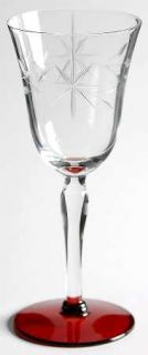 Unknown Crystal Unk8745 Wine Glass   Star Flowers,Non Optic,Bulbous,Ruby Foot