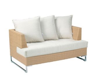 EmuAmericas Luxor Wicker Outdoor Lounge Loveseat   Aluminum/Stainless, Bronze Finish