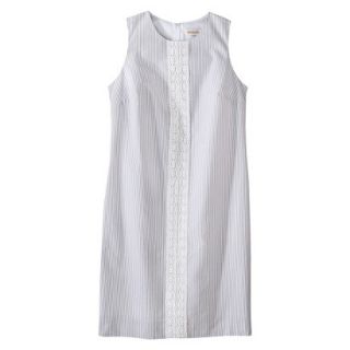 Merona Womens Seersucker Lace Trim Shift Dress   Grey/White   10