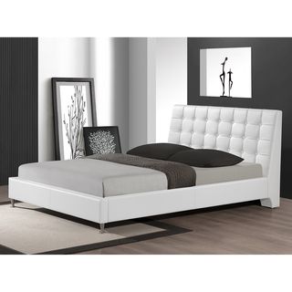 Baxton Studio Baxton Studio Zeller White Modern Bed With Upholstered Headboard   Queen Size White Size Queen