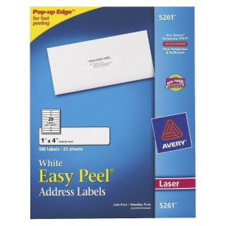 Avery 1 x 4 Laser Easy Peel Address Labels   White (500 Per Pack)
