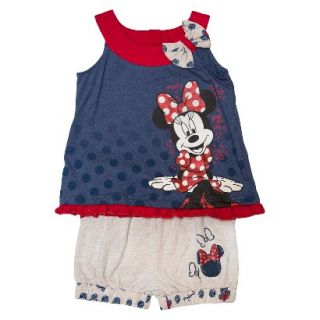 Disney Minnie Mouse Infant Toddler Girls Tank Top and Short Set   Blue 18 M