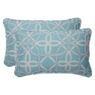 Outdoor 2 Piece Rectangular Throw Pillow Set   Blue/Brown Keene