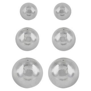 Sterling Silver Trio Ball Post Earring Set   Silver