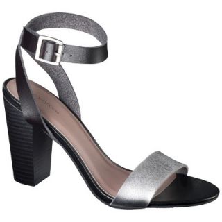 Womens Xhilaration Simone Block Heel Sandal   Black/Silver 6