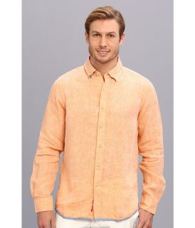 Report Collection L/S Solid Linen Shirt Mens Long Sleeve Button Up (Orange)
