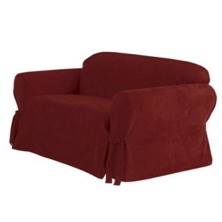 Sure Fit Soft Suede Loveseat Slipcover   Burgundy