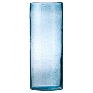 Threshold Bubble Glass Cylinder Vase   Blue 14.7