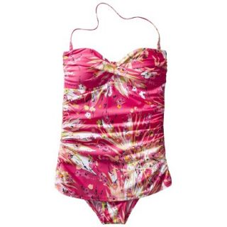 Clean Water Womens 1 Piece Floral Print Swim Dress  Pink XL