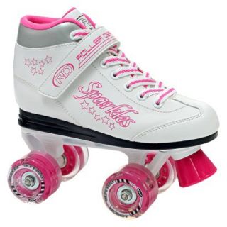 Lake Placid White/Pink Sparkles Girls Lighted Wheel Skate   4.0