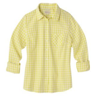 Merona Womens Favorite Button Down Shirt   Lawn   Lime Check   M