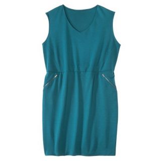 Mossimo Womens Plus Size V Neck Zipper Pocket Dress   Teal 1